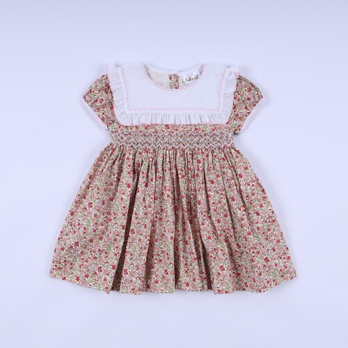 Geometric Dress With Hand Embroidery Rose For Girl - BB3186A